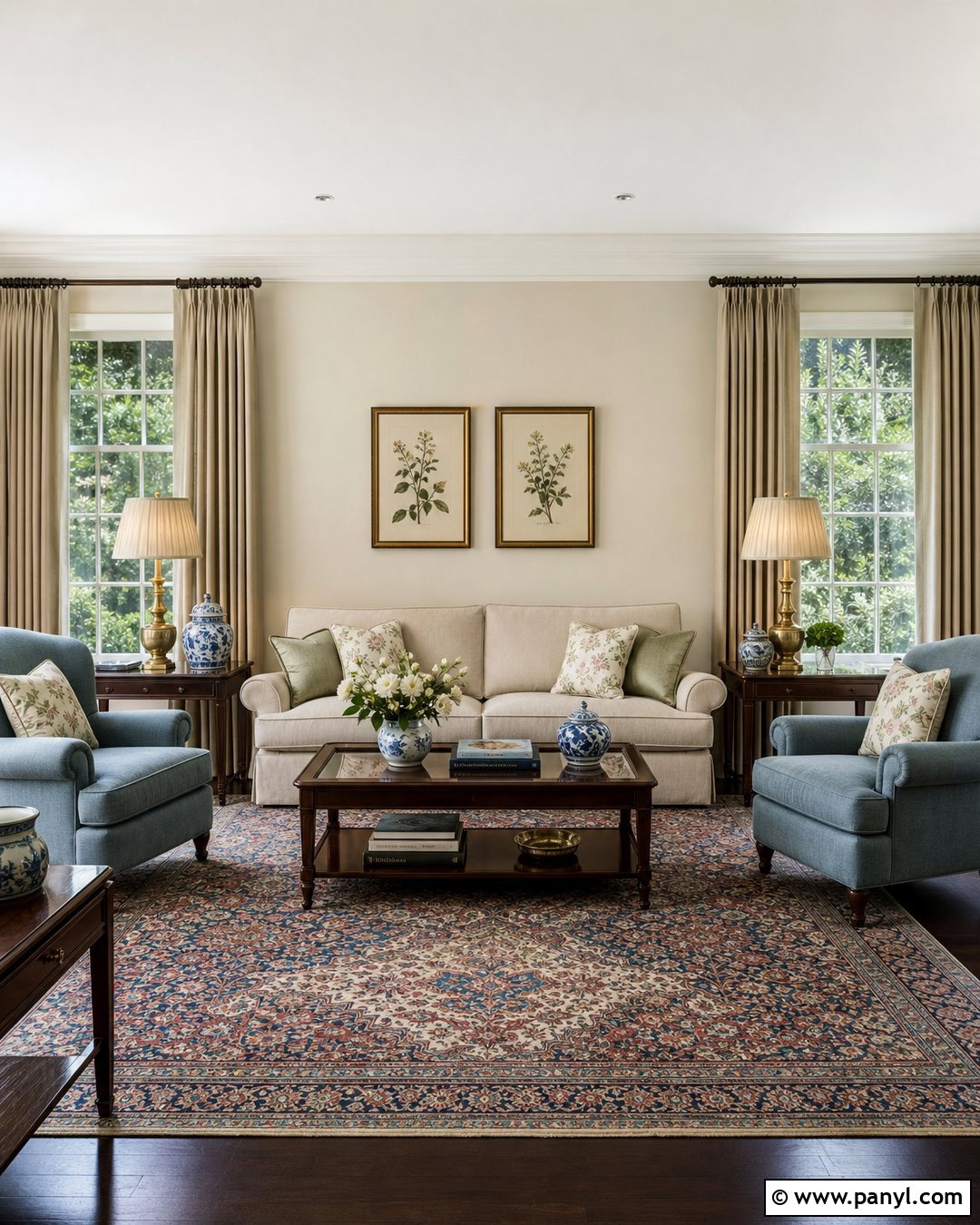Off White Traditional Living Room - 45 off white walls