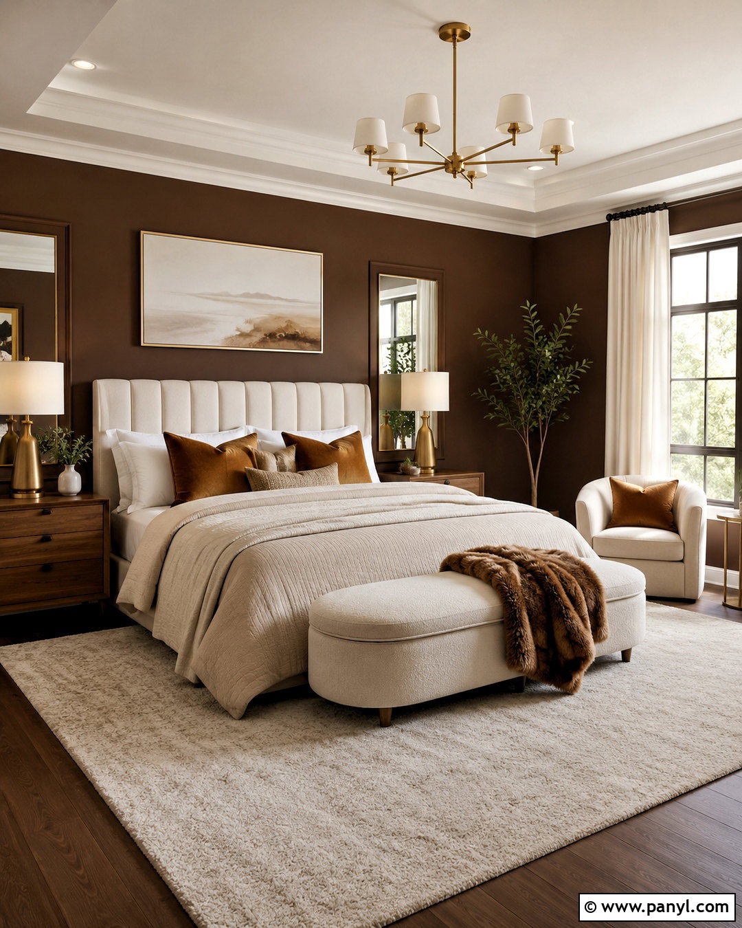 Off-White Trim With Chocolate Brown Walls - 20 off white trim ideas