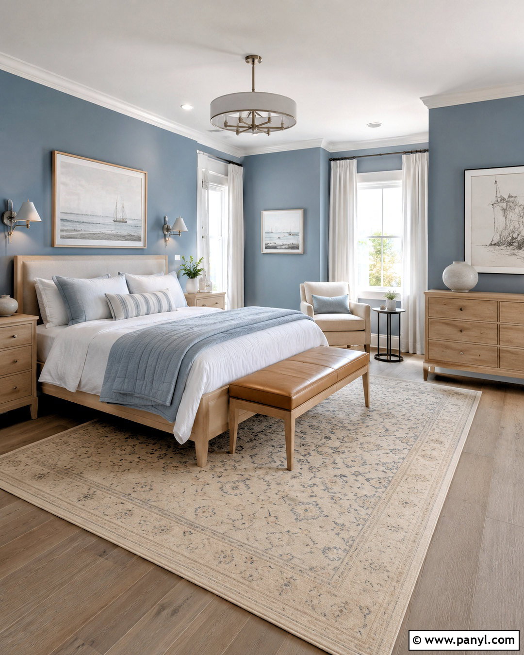 Off-White Trim With Dusty Blue Walls - 20 off white trim ideas