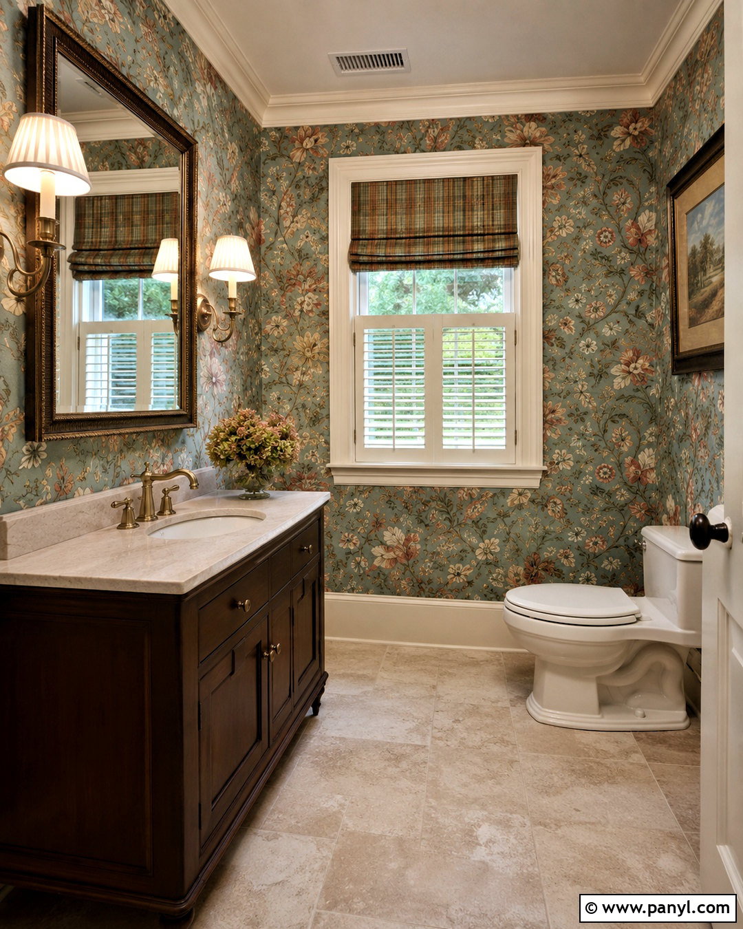 Off-White Trim With Floral Wallpaper - 20 off white trim ideas
