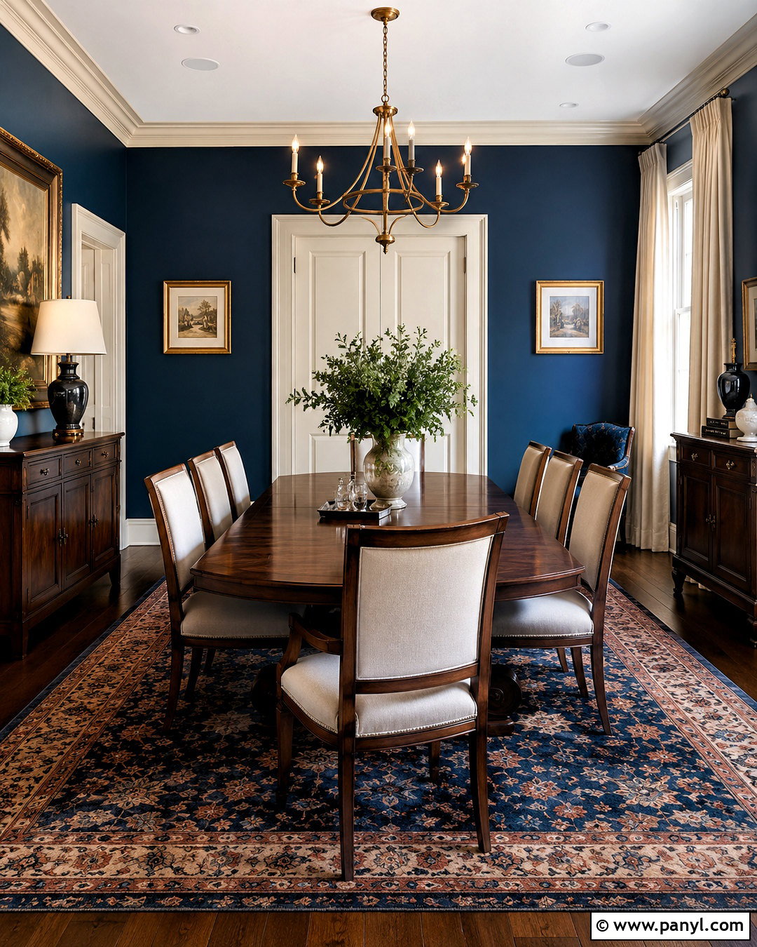 Off-White Trim With Navy Blue Walls - 20 off white trim ideas