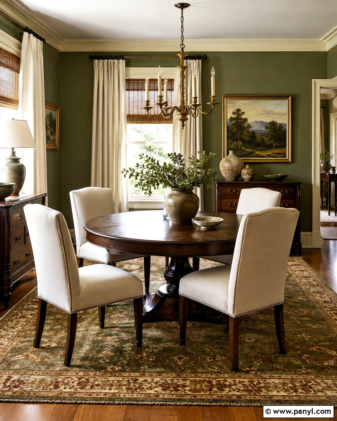 Off-White Trim With Olive Green Walls - 20 off white trim ideas