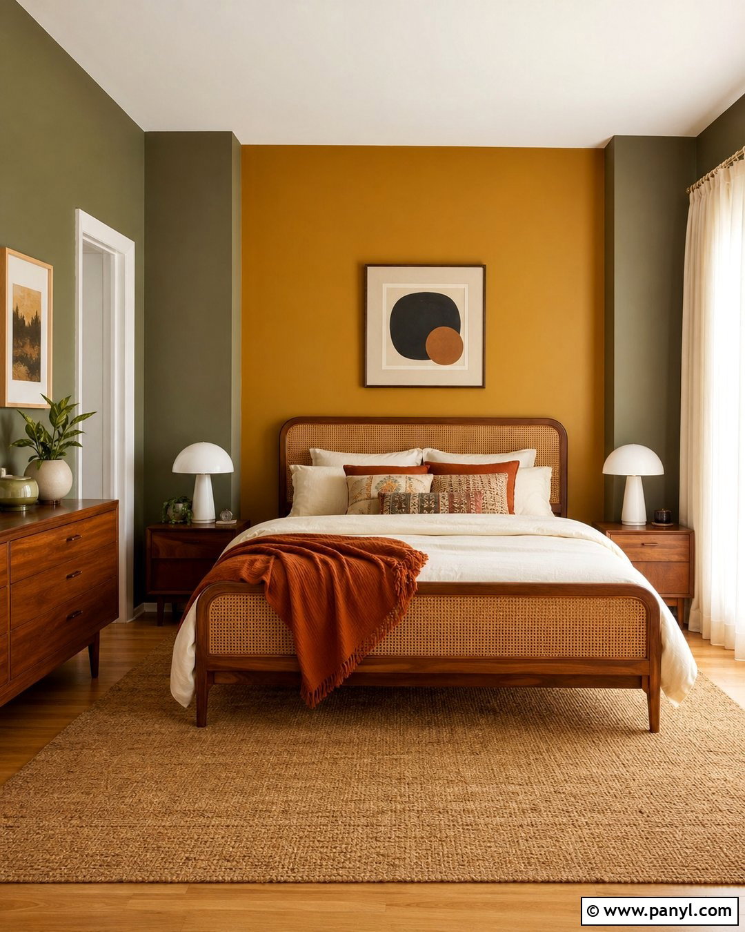 Olive And Ochre Bedroom Wall Paint - 30 retro wall paint ideas