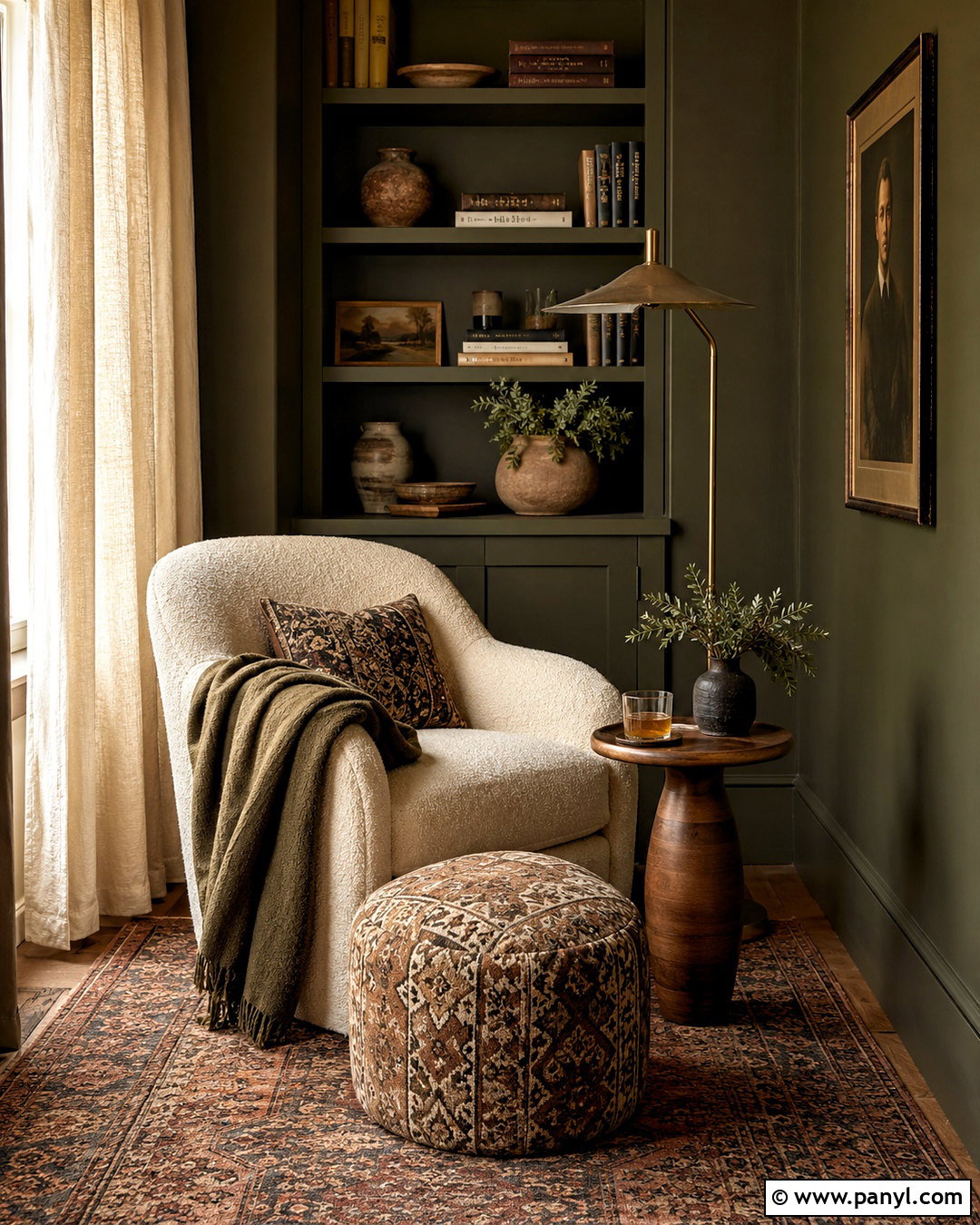 Olive Dark Walls Reading Nook - 40 dark walls