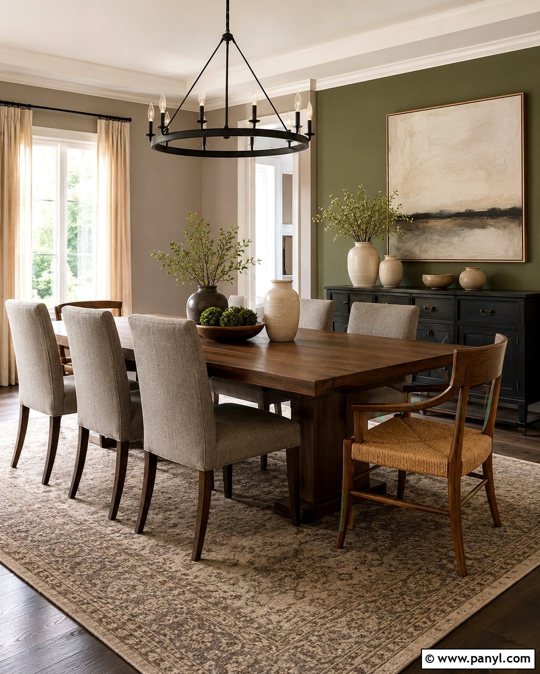 Olive Green Accent Wall Dining Room - 20 Gray Walls With Green Accent Wall Ideas