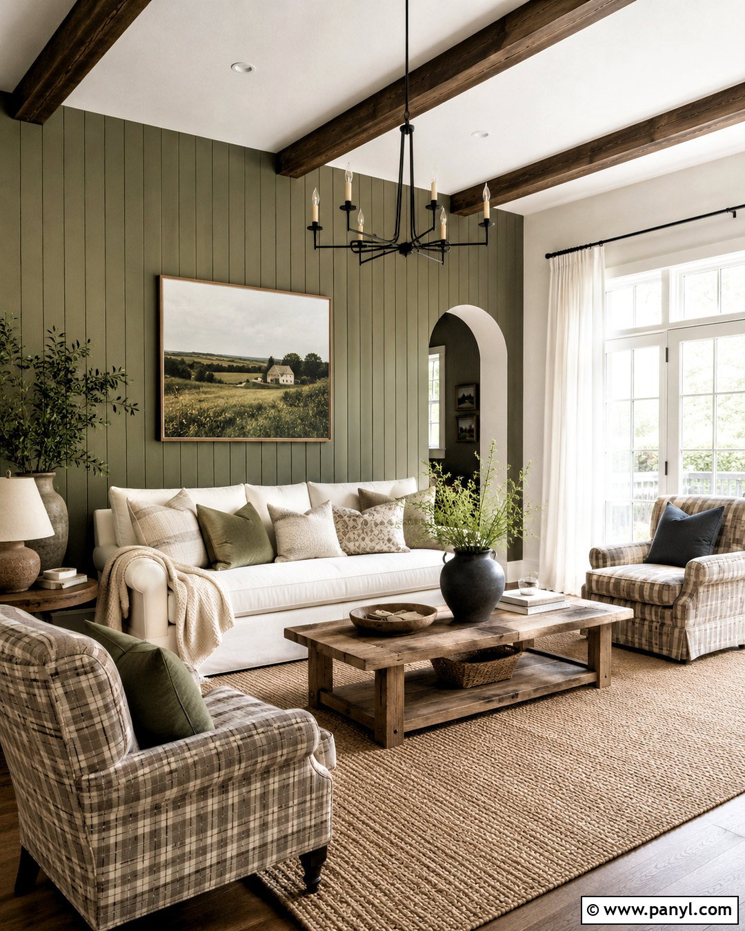 Olive Green Accent Wall Farmhouse Living Room - 20 olive green accent wall living room ideas