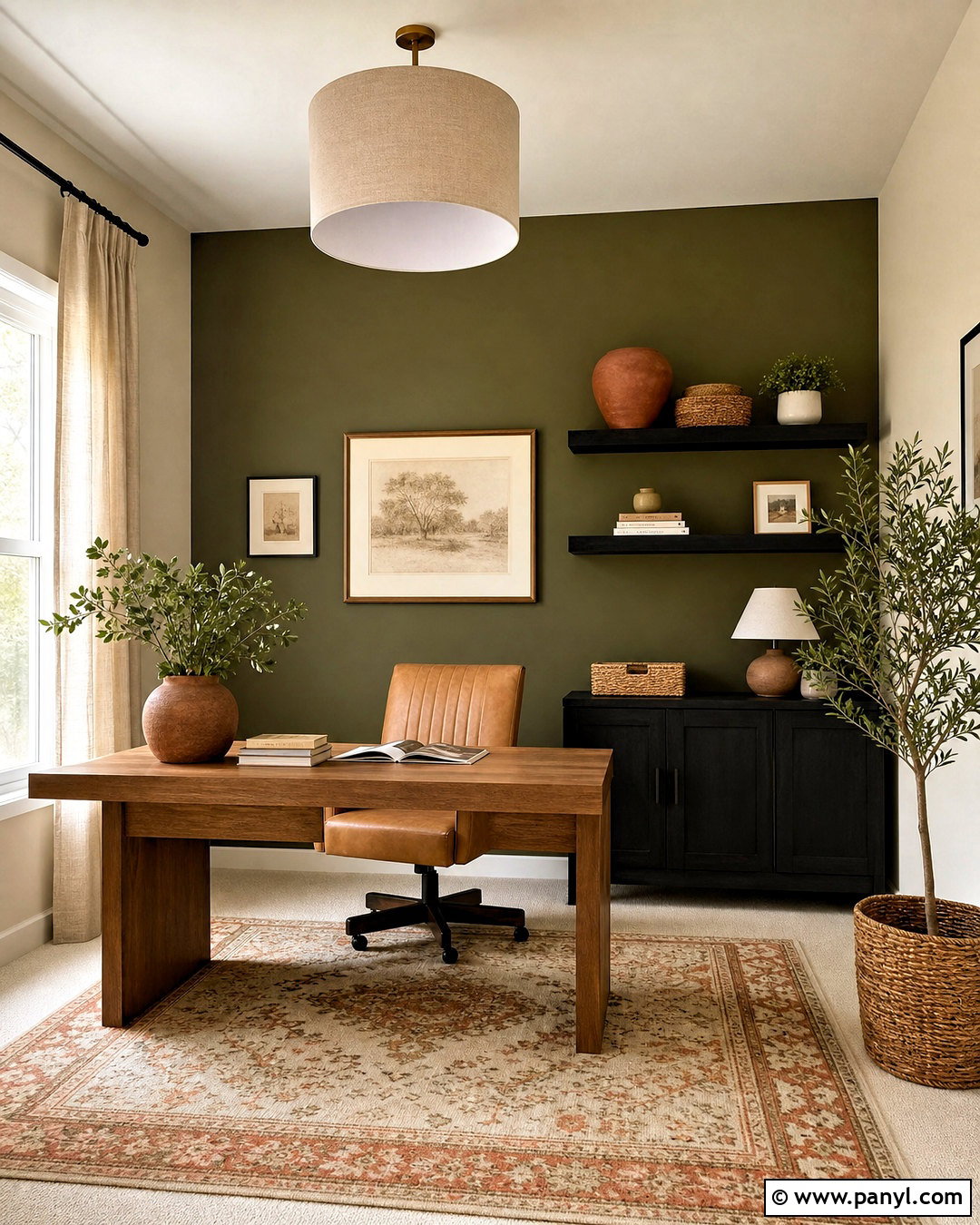 Olive Green Accent Wall Office - 20 green accent wall office ideas