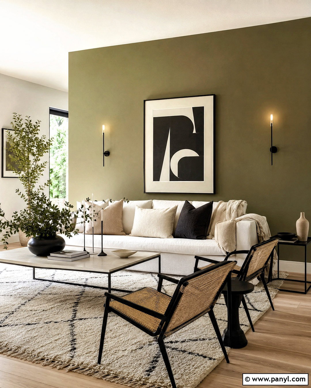 Olive Green Accent Wall With Black Accents - 20 olive green accent wall living room ideas