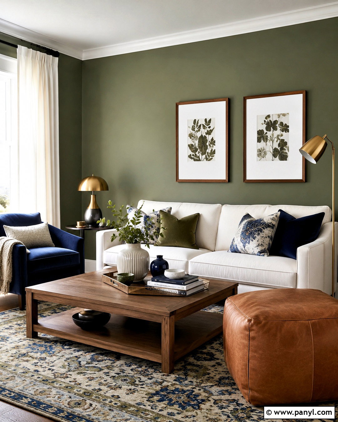 Olive Green Accent Wall With Navy Blue - 20 olive green accent wall living room ideas