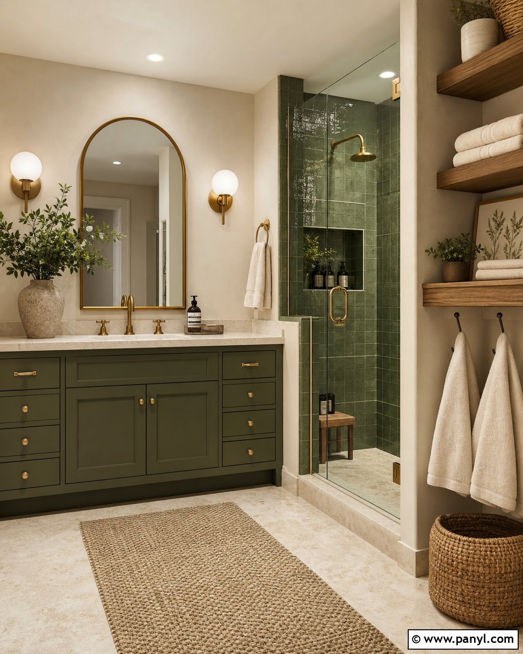 Olive Green And Beige Bathroom - 20 Aesthetic Bathroom Color Schemes