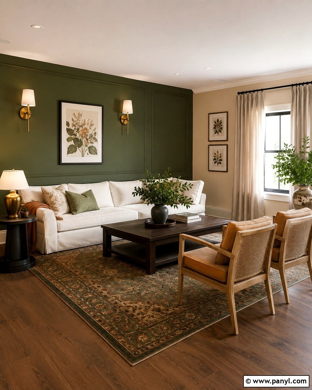 Olive Green And Beige Hall Walls - 20 Colour Combinations For Hall Wall Ideas