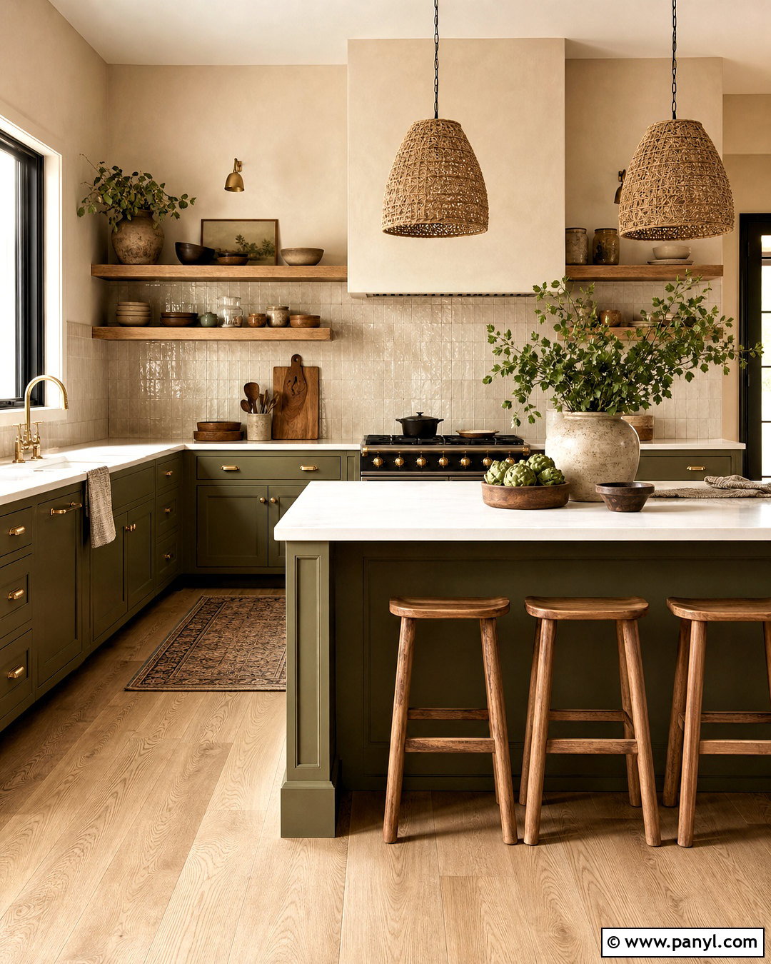 Olive Green And Beige Kitchen Walls - 20 two color wall ideas