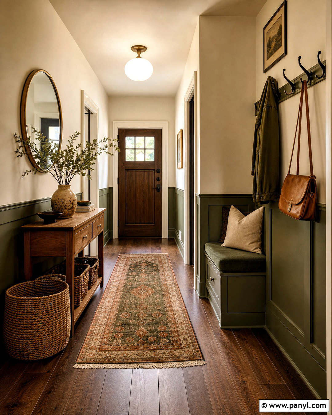 Olive Green And Beige Two Tone Entryway Walls - 20 two tone painted walls