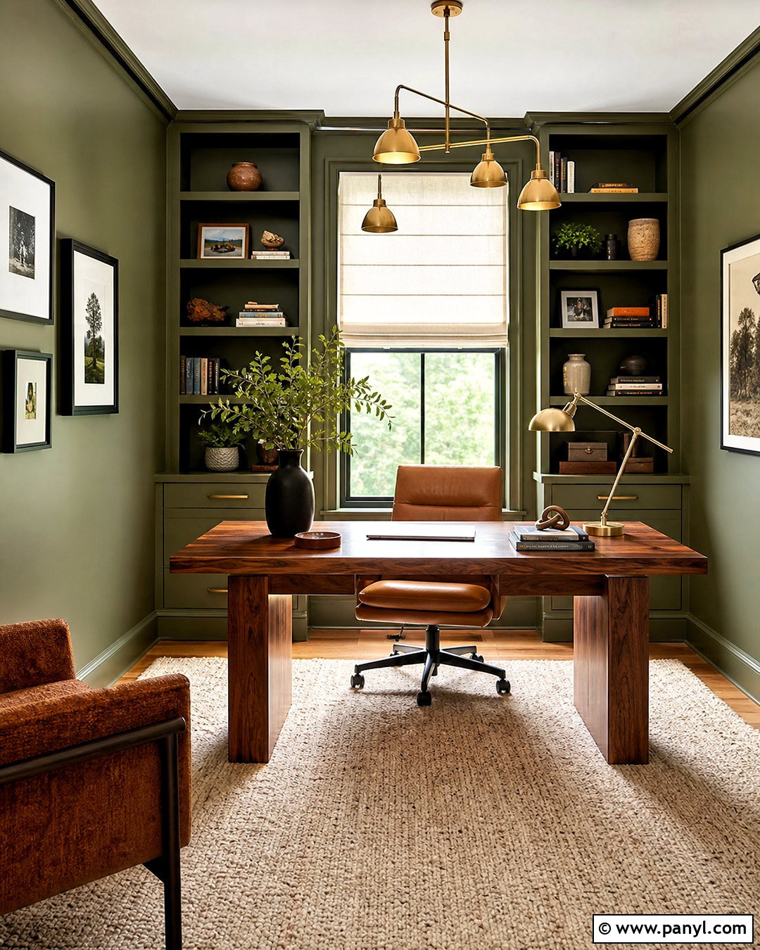 Olive Green And Camel Home Office - 20 room color design ideas