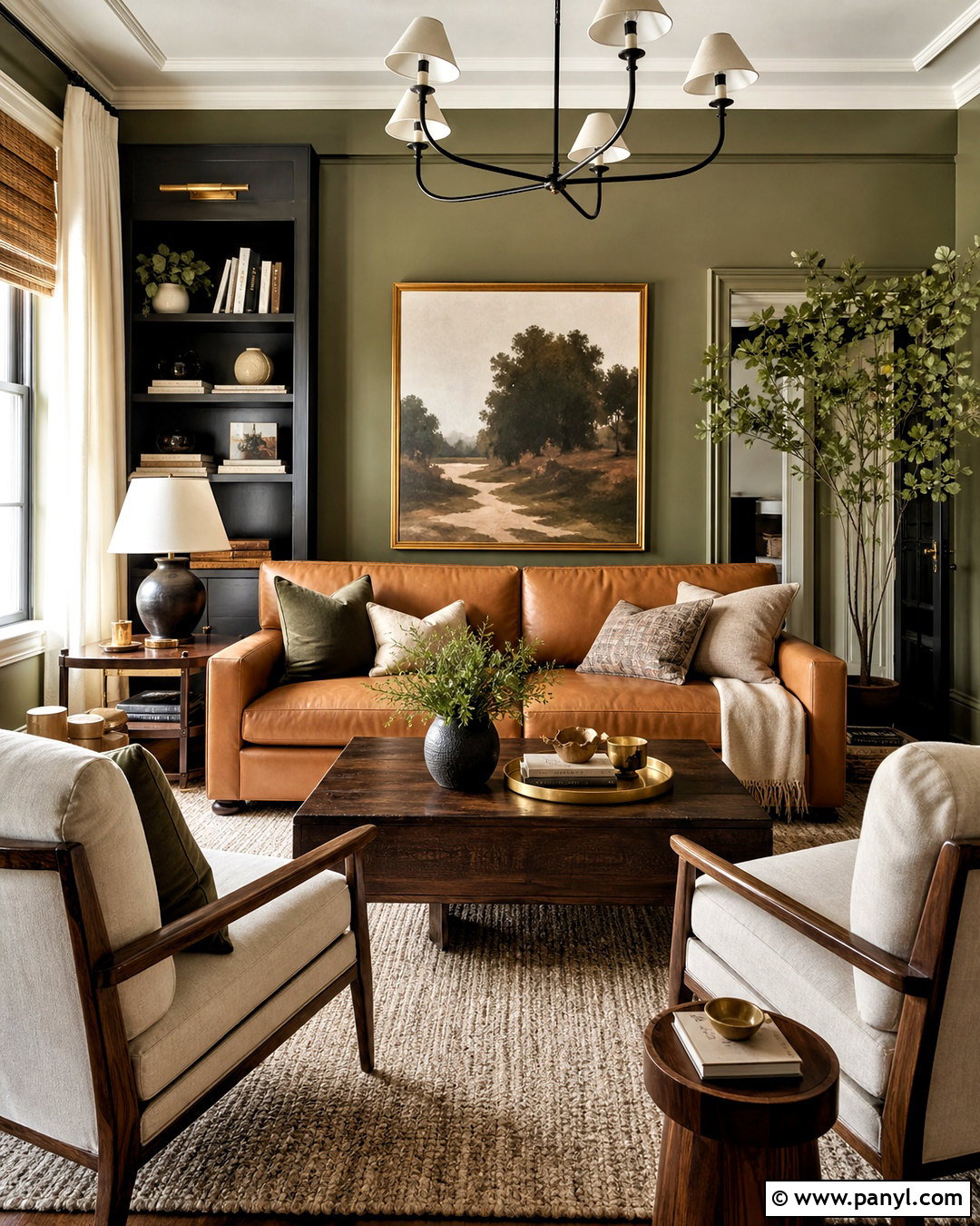 Olive Green And Camel Leather Living Room - 20 olive green living room color scheme ideas