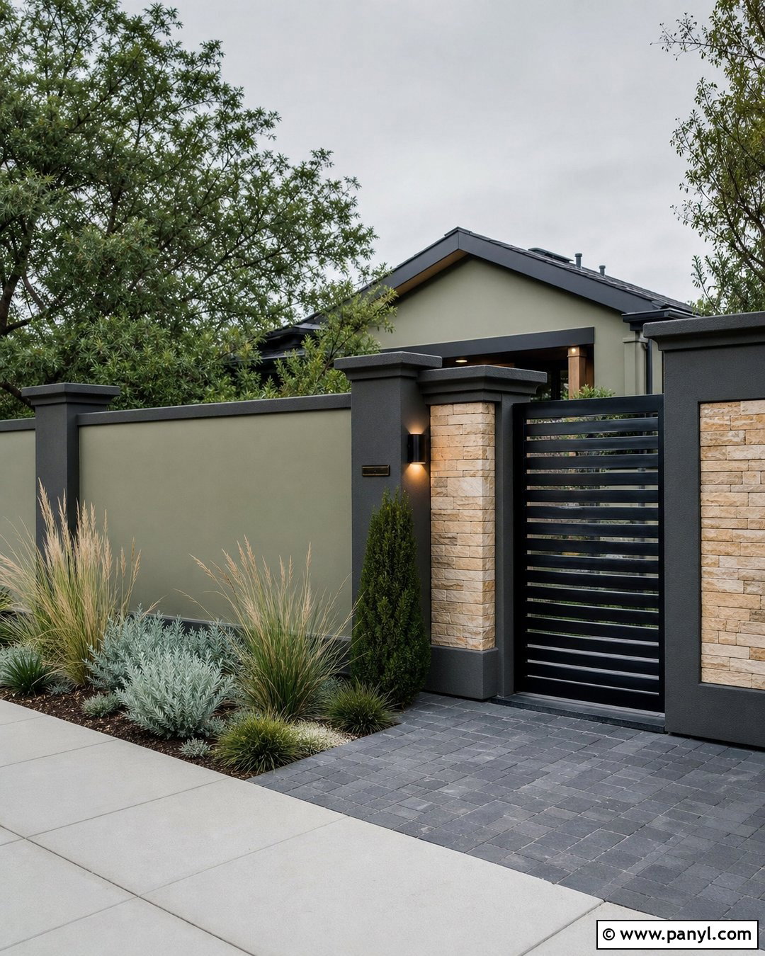 Olive Green And Charcoal Compound Wall - 30 compound wall colour combinations