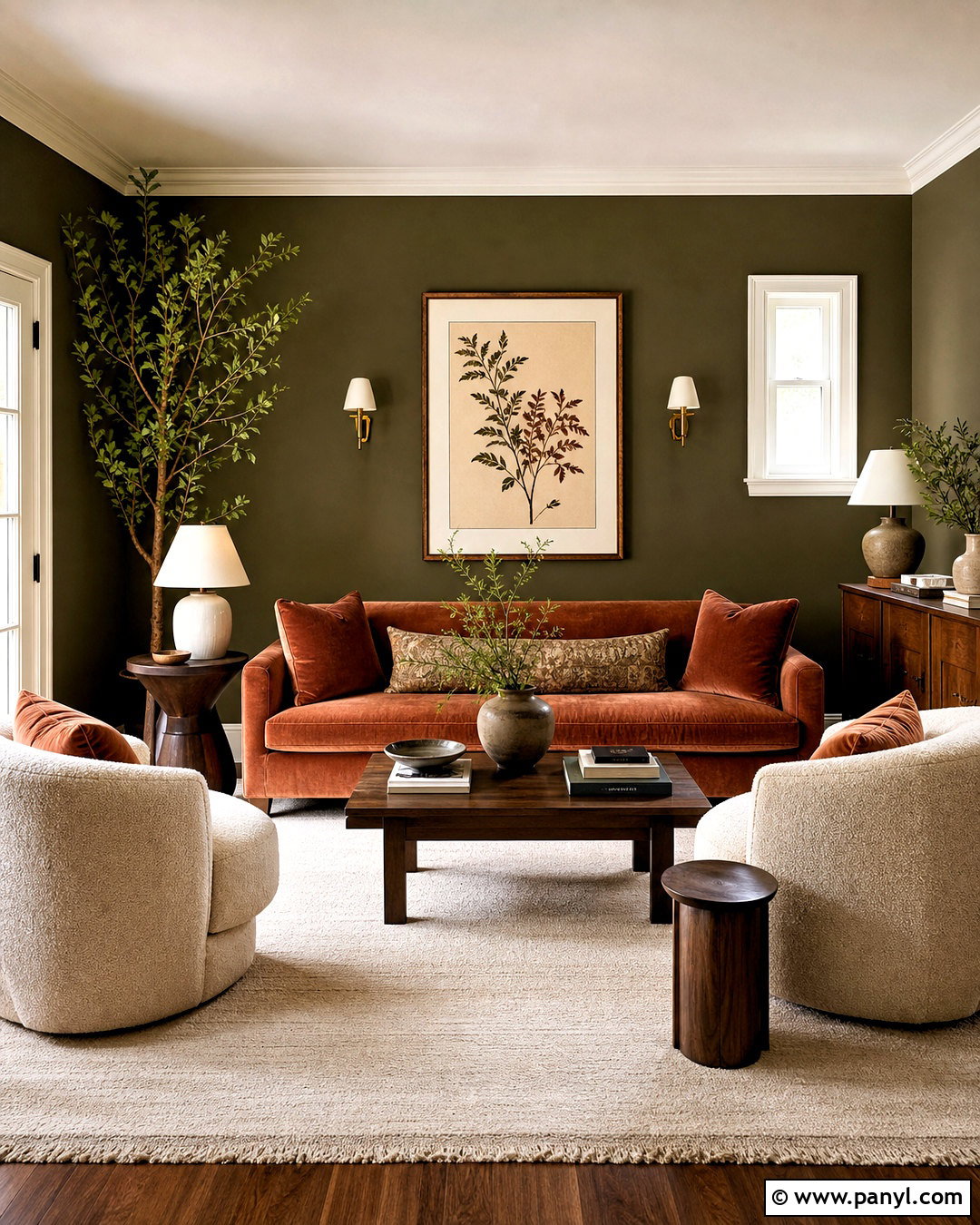 Olive Green And Clay Living Room Paint - 20 living room paint ideas color schemes