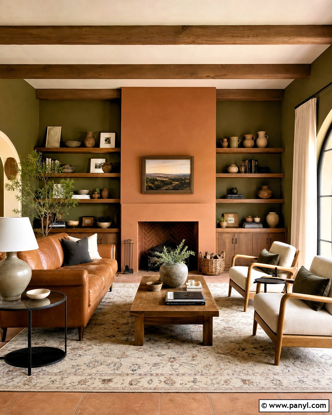 Olive Green And Clay Wall Combination - 20 wall painting colour combination ideas