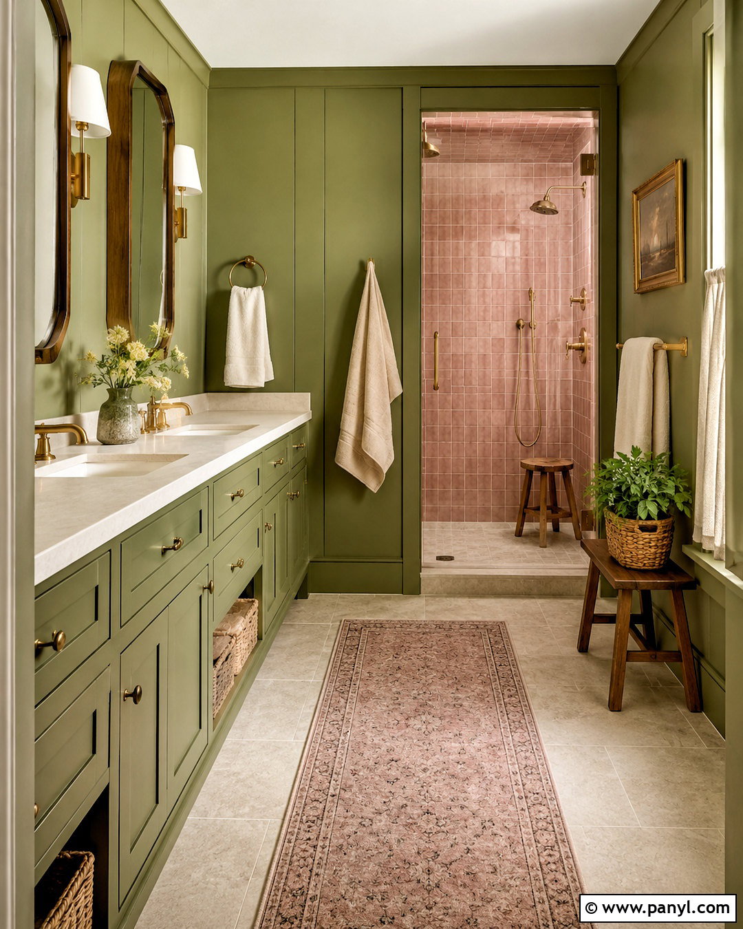 Olive Green And Dusty Pink Bathroom - 20 pink and green bathroom ideas