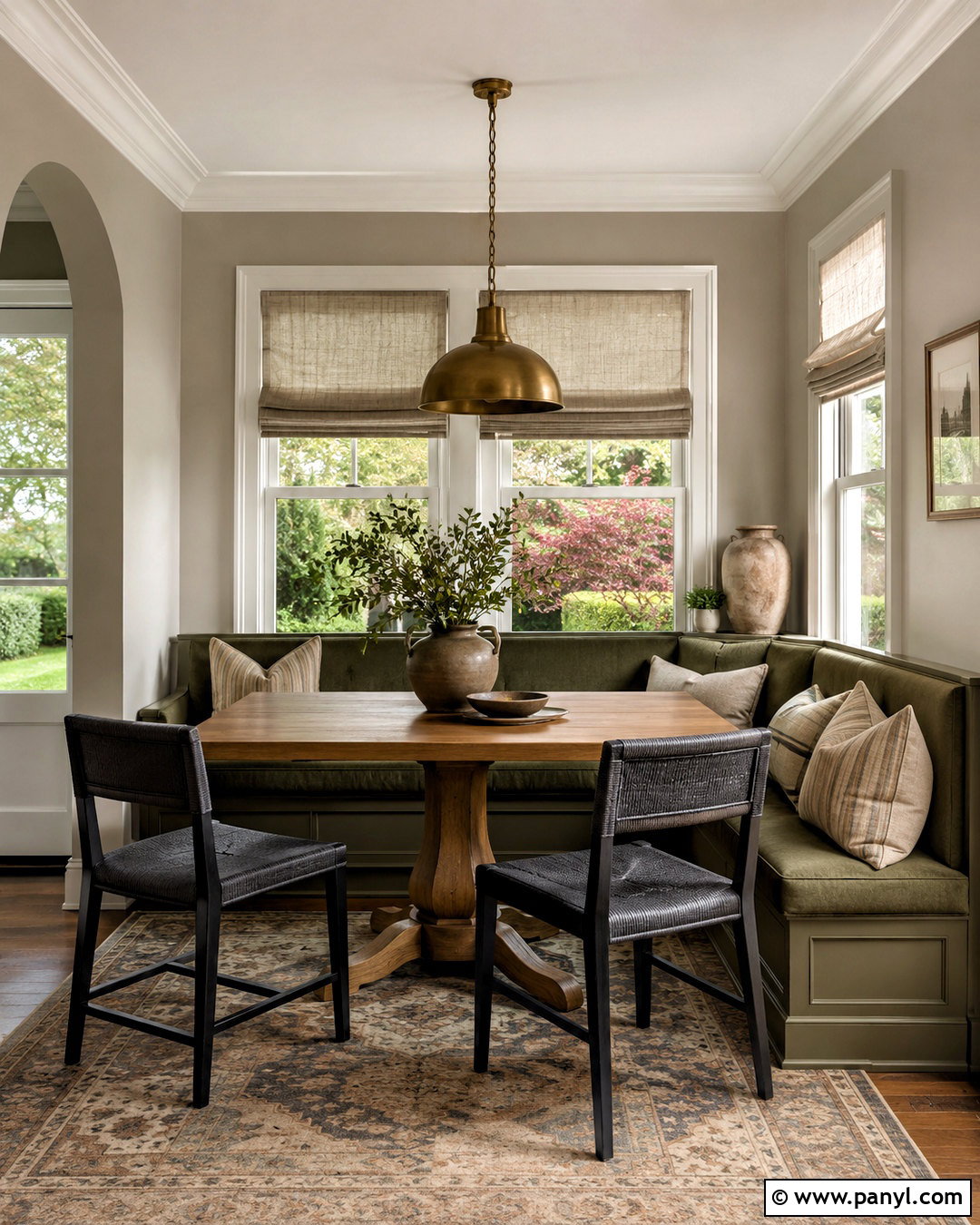Olive Green And Gray Dining Nook - 20 colors that compliment gray ideas