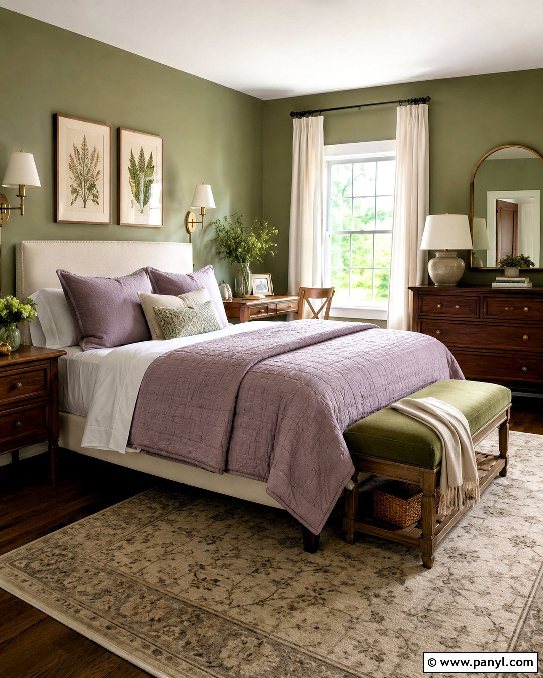 Olive Green And Lavender Guest Room - 20 olive green color palette ideas
