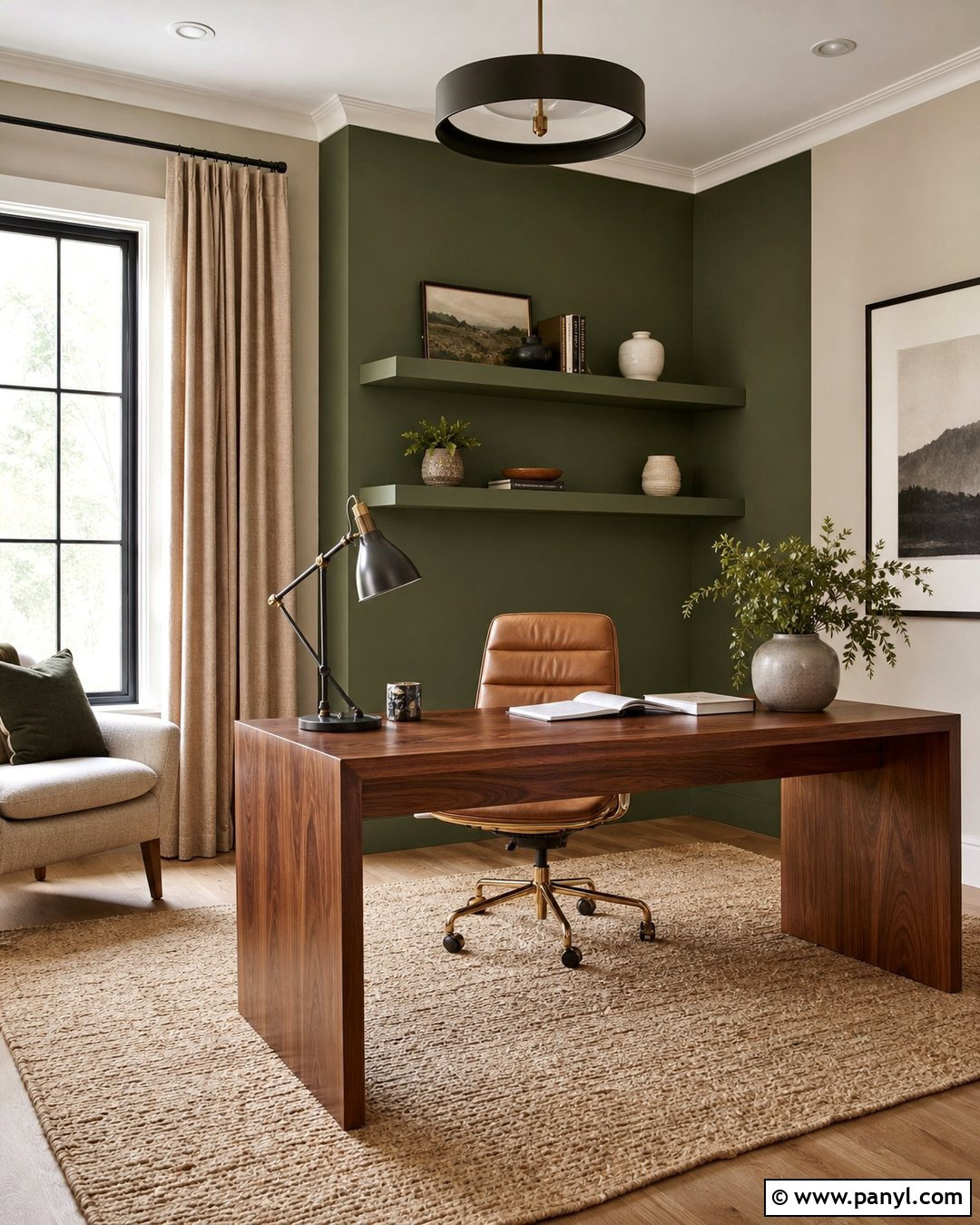 Olive Green And Mushroom Beige Two Tone Wall - 35 2 Tone Wall Paint Ideas