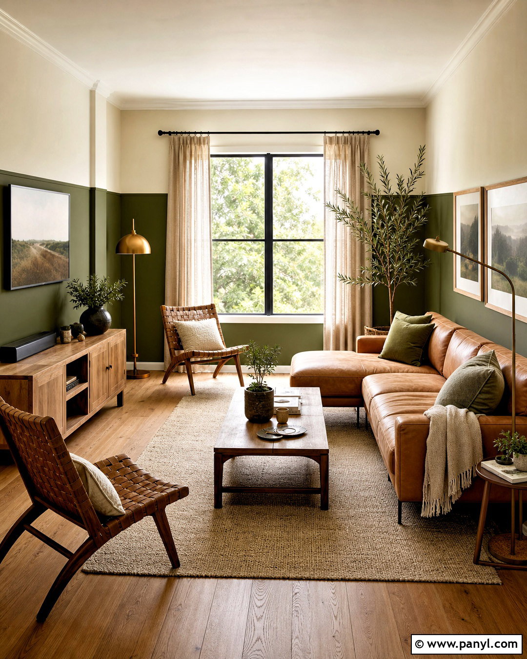 Olive Green And Natural Beige Living Room Walls - 20 2 tone living room walls paint colors