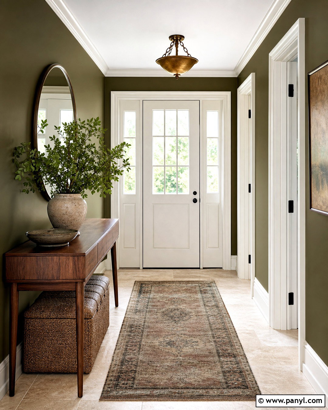 Olive Green And Natural Stone Entryway Color Scheme - 20 home colour design ideas