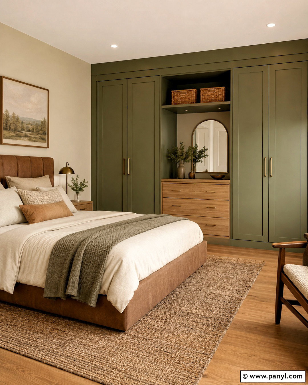 Olive Green And Natural Wood Wardrobe - 20 colour coordinated wardrobe ideas