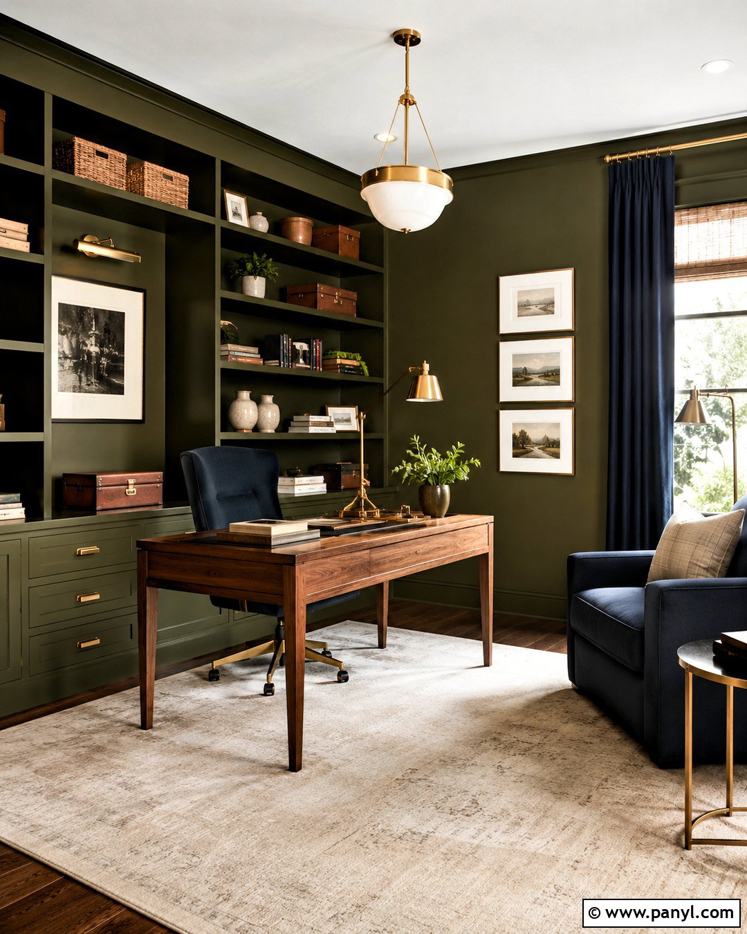 Olive Green And Navy Home Office - 20 olive green color palette ideas