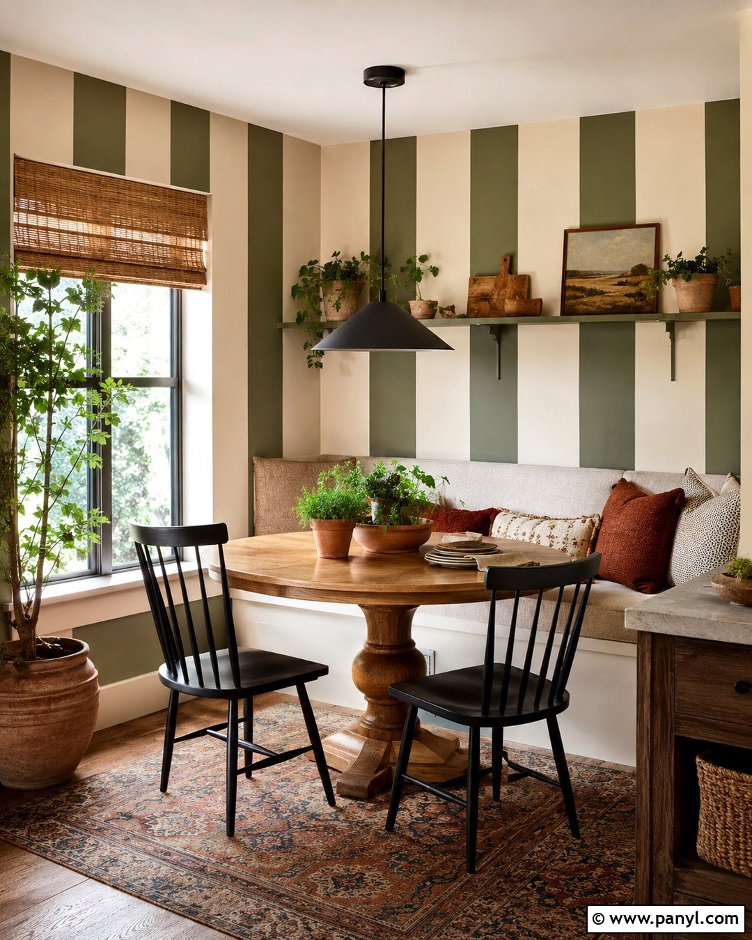 Olive Green And Oatmeal Striped Wall - 20 Striped Wall Paint Colors