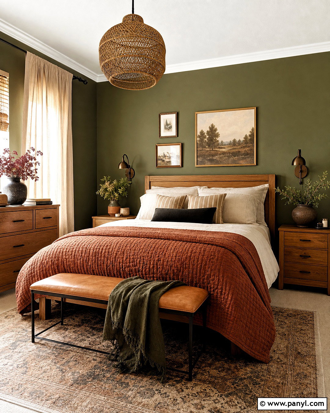 Olive Green And Rust Room - 20 aesthetic room colour ideas