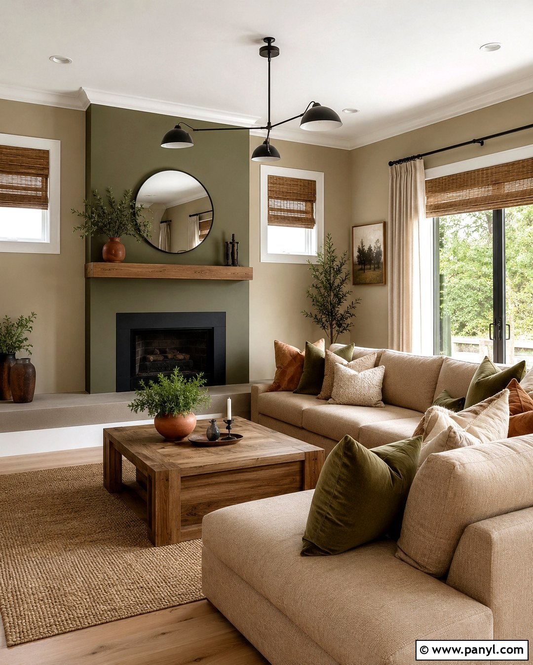 Olive Green And Sand Wall Color Combination - 20 Interior Wall Color Combination Ideas