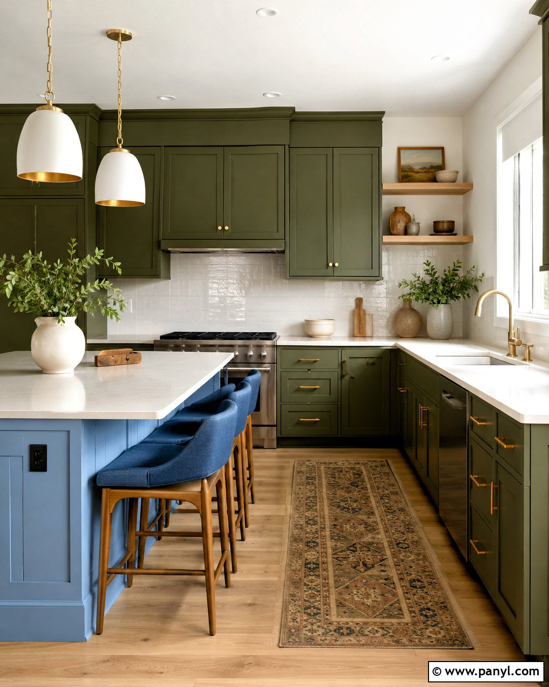 Olive Green And Sky Blue Kitchen - 20 olive green color palette ideas