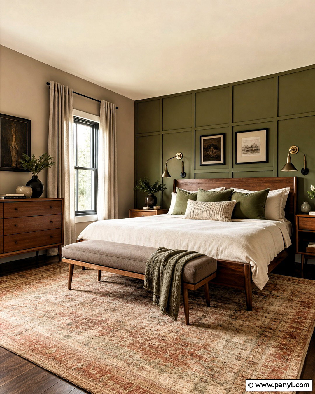 Olive Green And Soft Taupe Bedroom Walls - 20 bedroom wall colour combination ideas