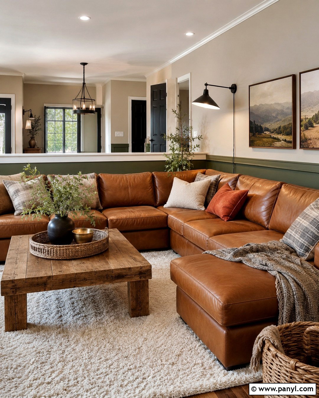Olive Green And Tan Split Wall - 20 Split Wall Color Ideas