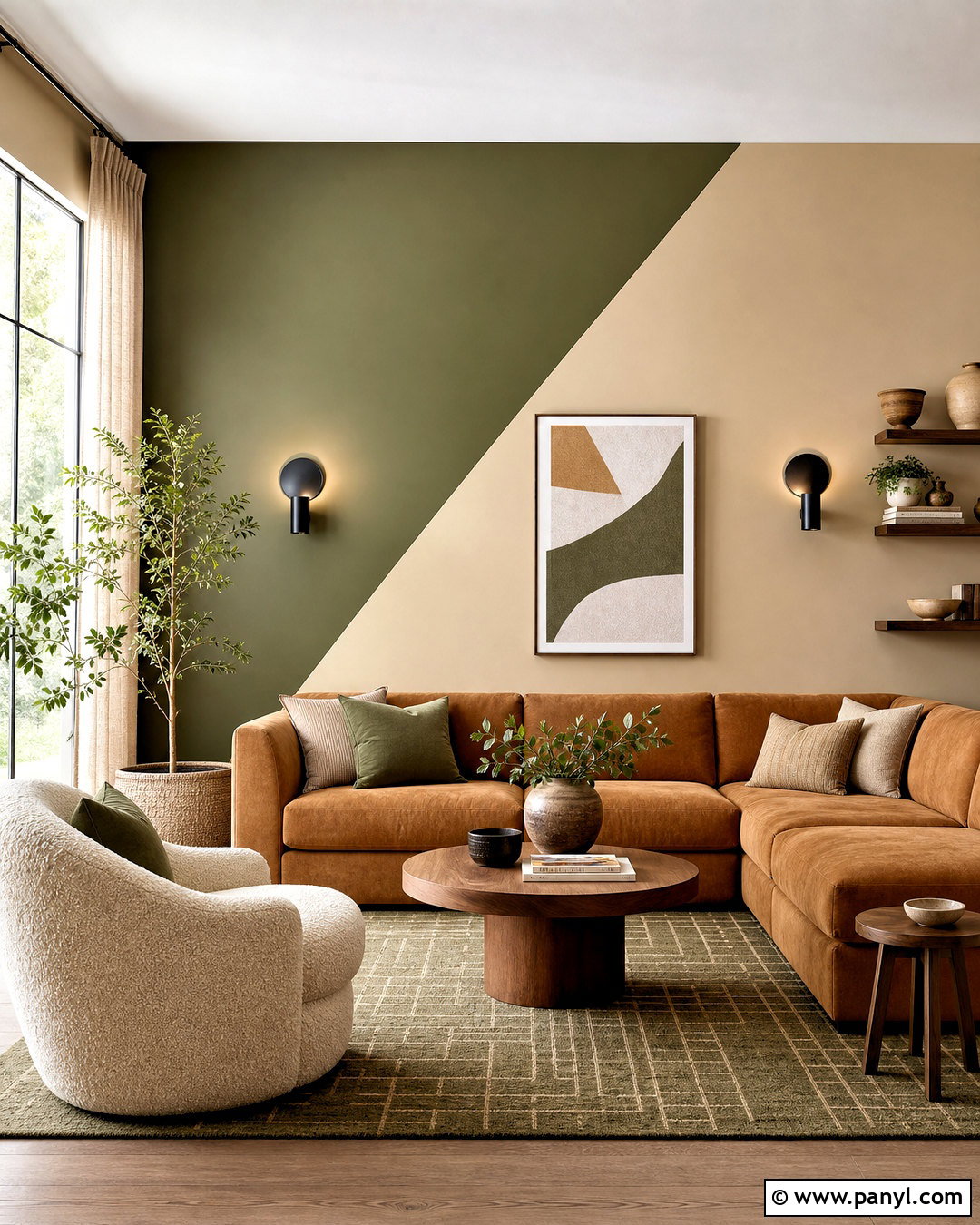 Olive Green And Tan Two Tone Living Room Walls - 20 two tone living room walls