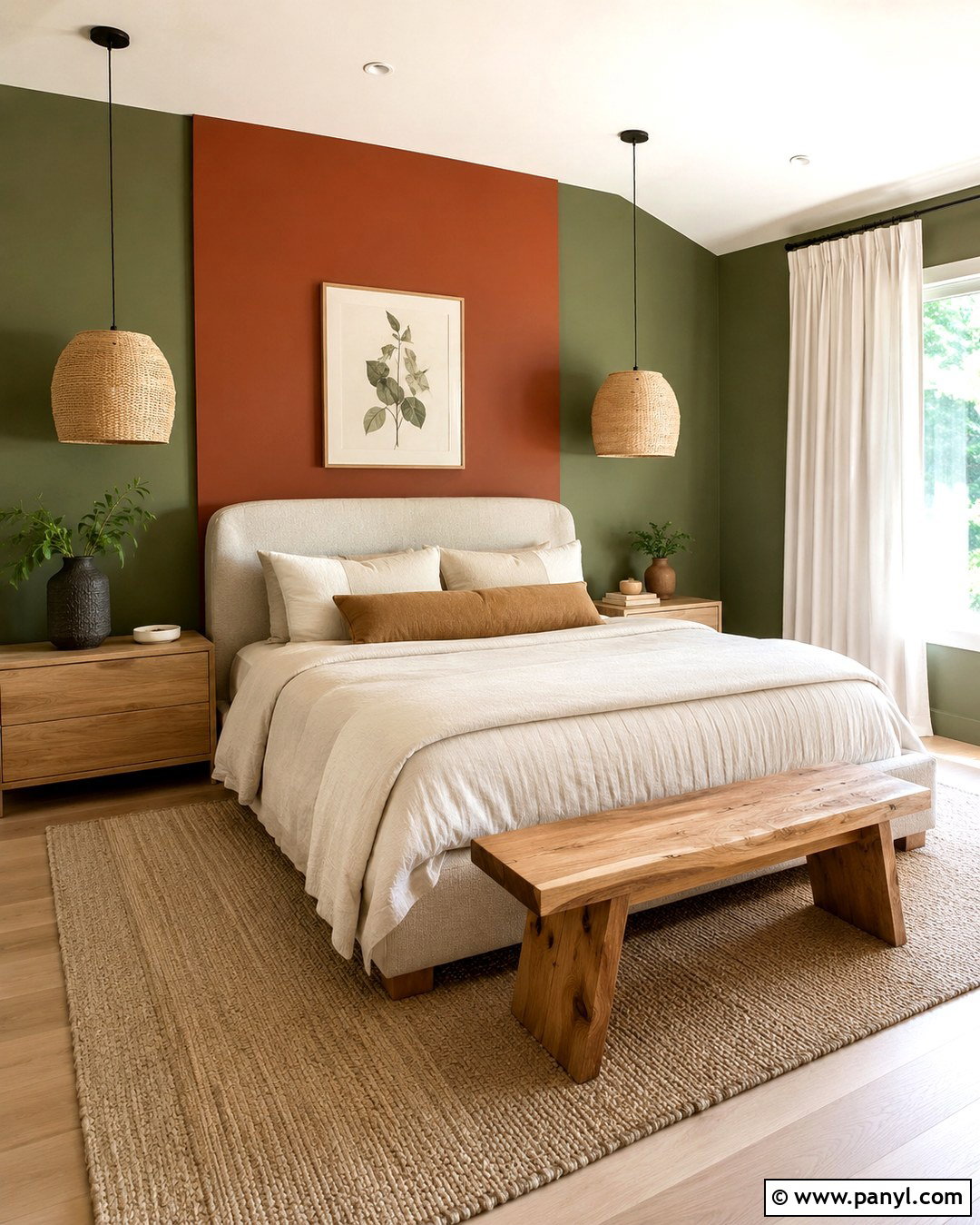Olive Green And Terracotta Bedroom - 20 Red And Green Walls