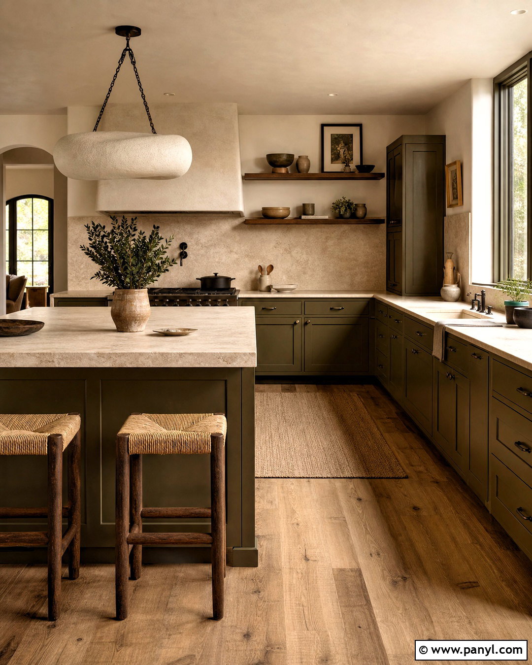 Olive Green And Travertine Kitchen Palette - 20 kitchen colour palettes