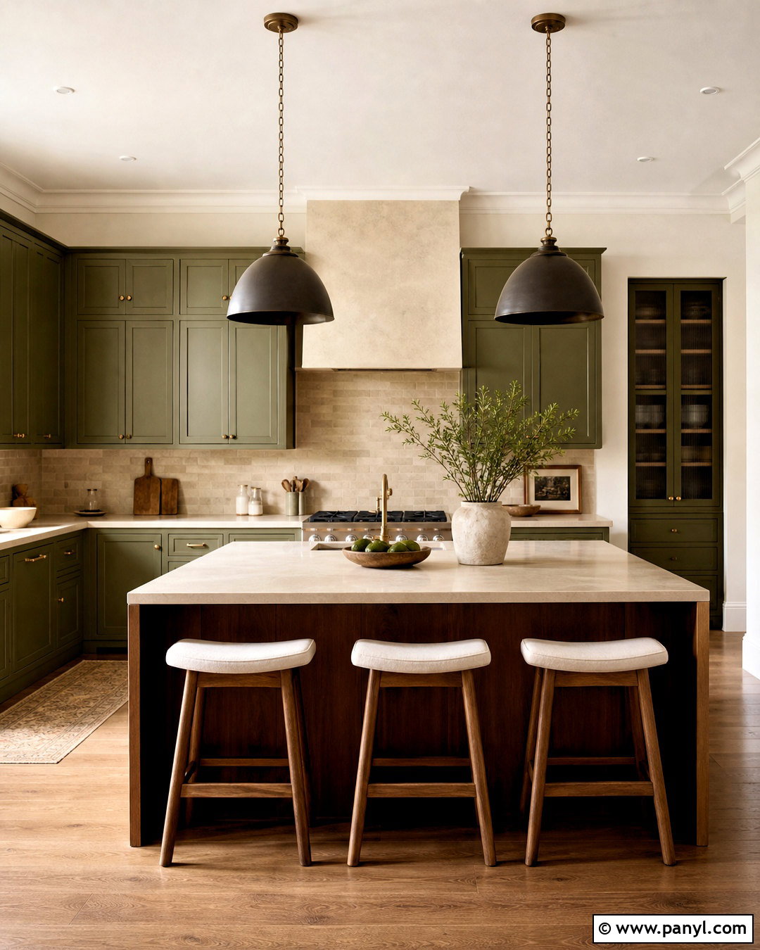 Olive Green And Walnut Kitchen - 20 kitchen color combinations ideas