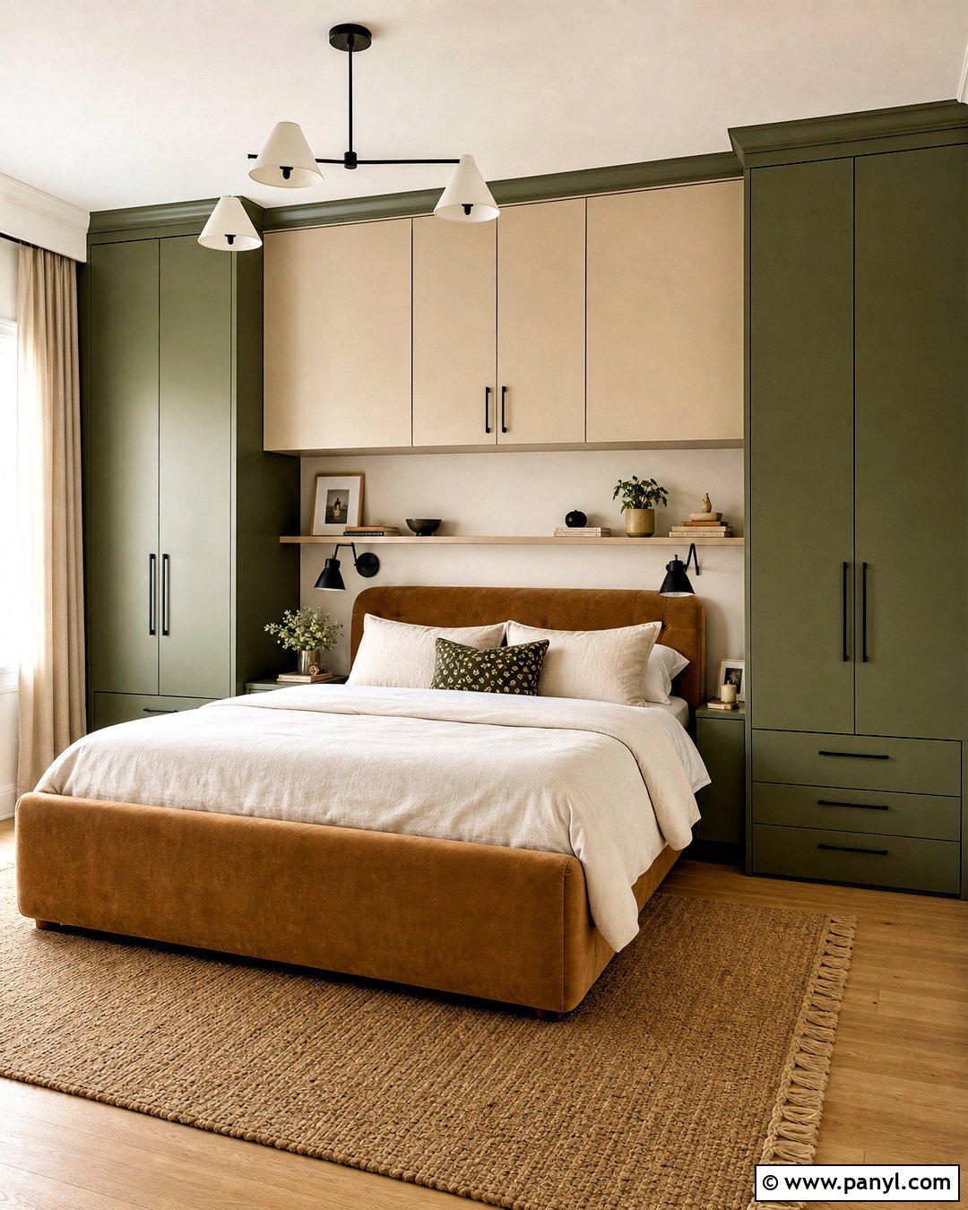 Olive Green And Warm Beige Bedroom Cupboards - 20 bedroom cupboards colour combination ideas