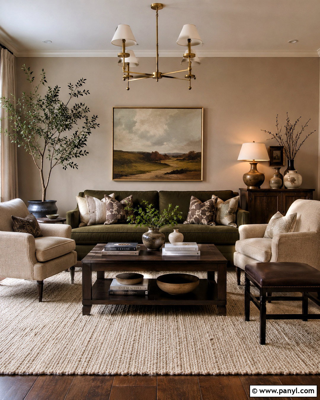 Olive Green And Warm Taupe Drawing Room - 20 drawing room colour combinations