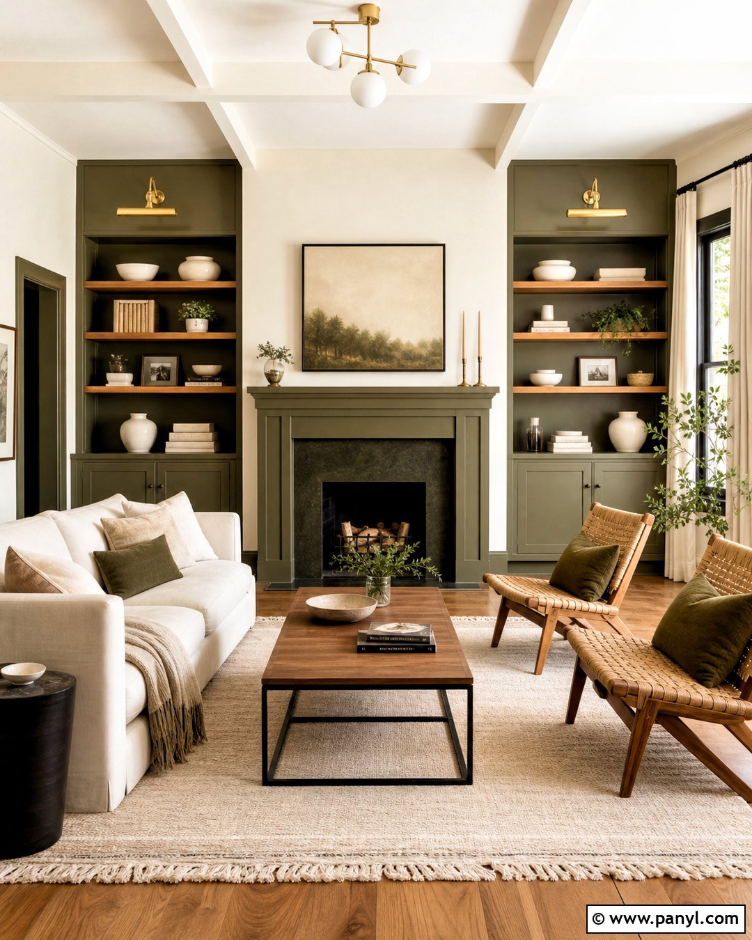 Olive Green And Warm White Living Room - 20 olive green living room color scheme ideas
