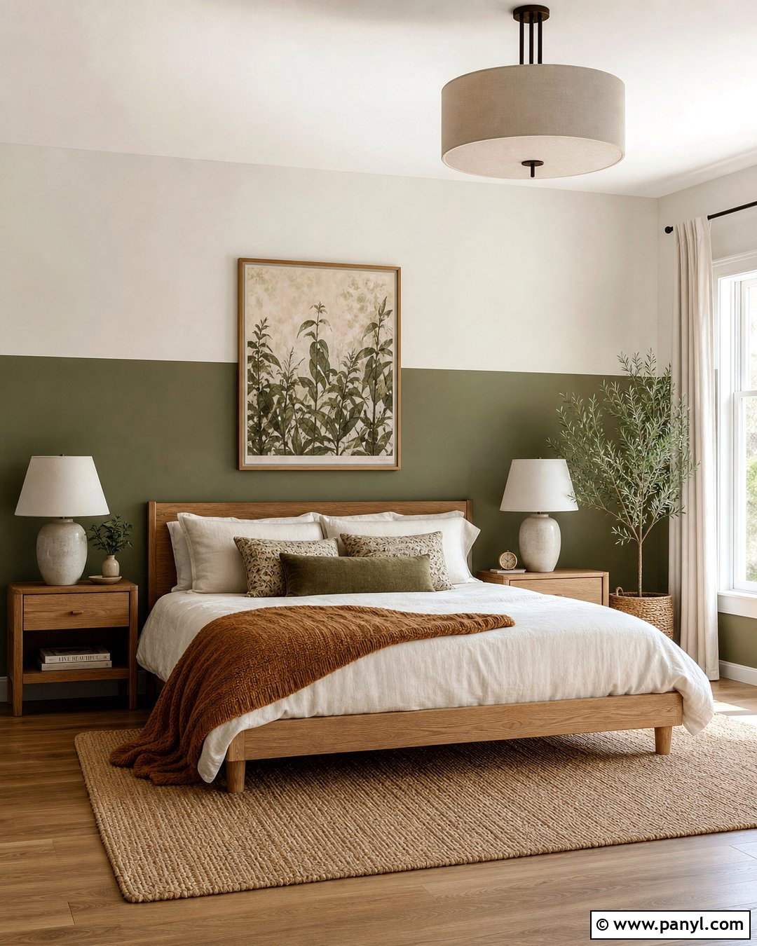Olive Green And White Bedroom Wall - 25 Half Green Half White Wall Ideas