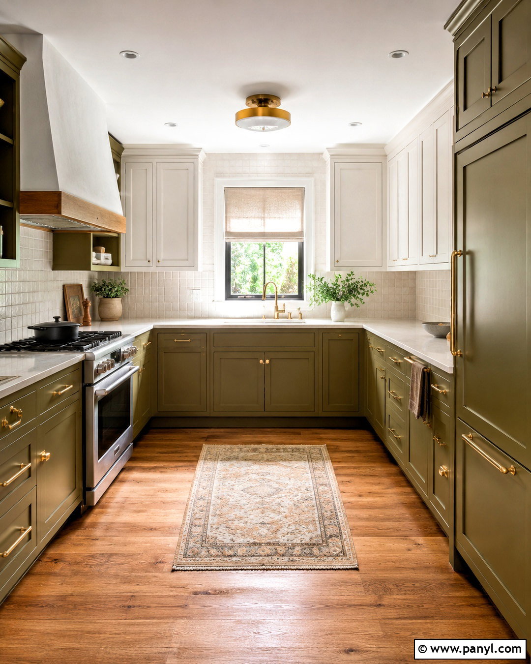 Olive Green And White U-Shaped Kitchen - 20 olive green and white kitchen ideas