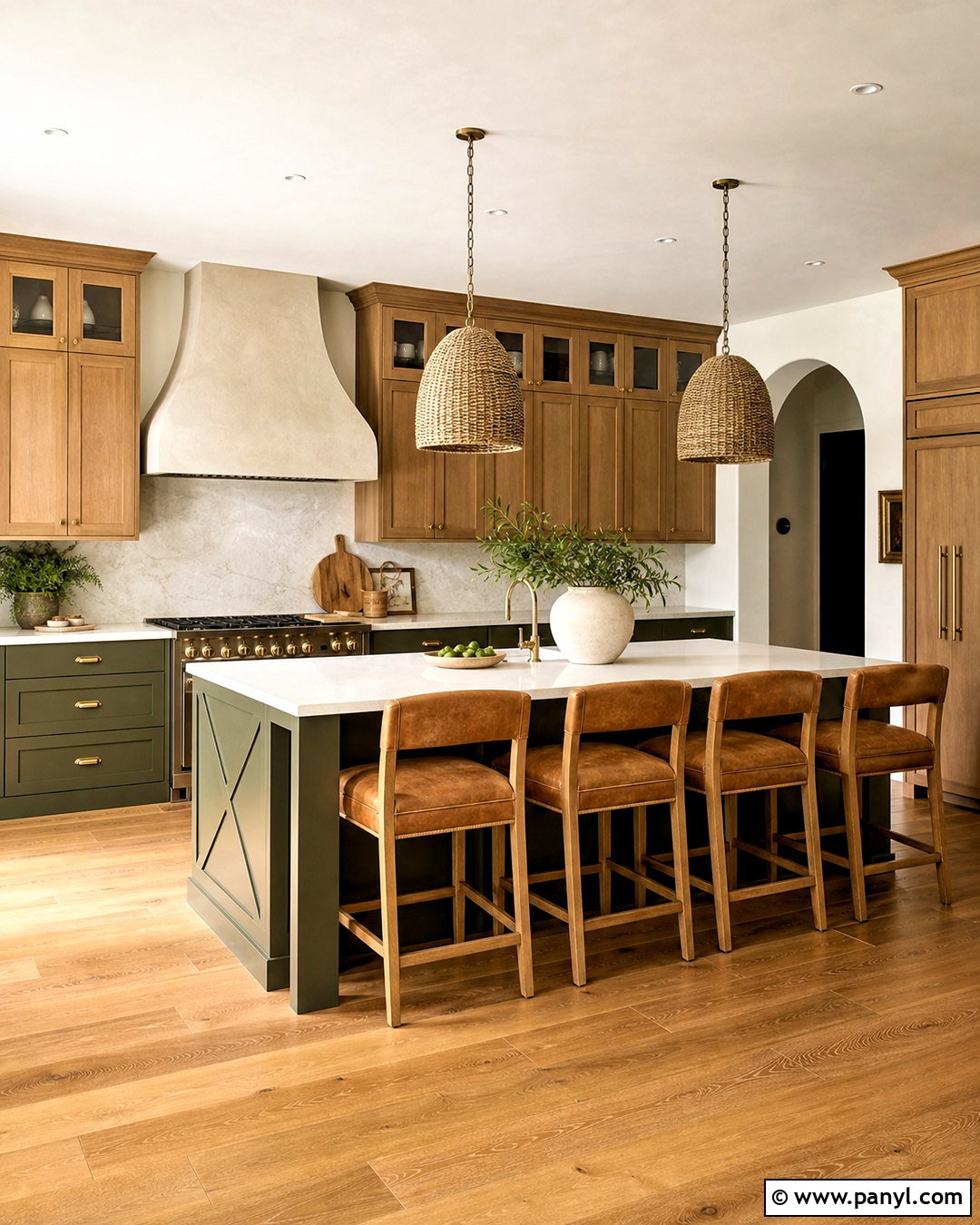 Olive Green And Wood Kitchen - 20 warm toned kitchen ideas