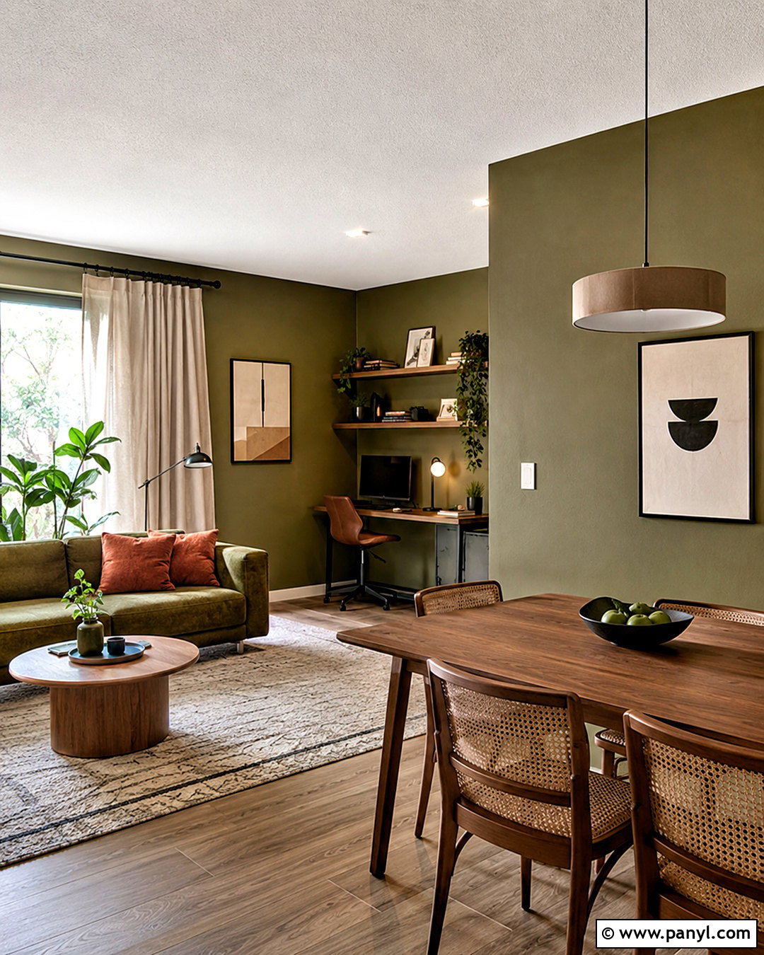Olive Green Apartment With Multipurpose Zones - 20 olive green room ideas