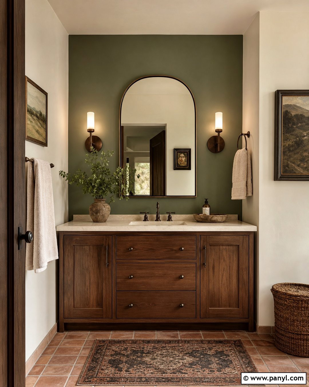Olive Green Bathroom Accent Wall - 30 Accent Wall Bathroom Painted Ideas