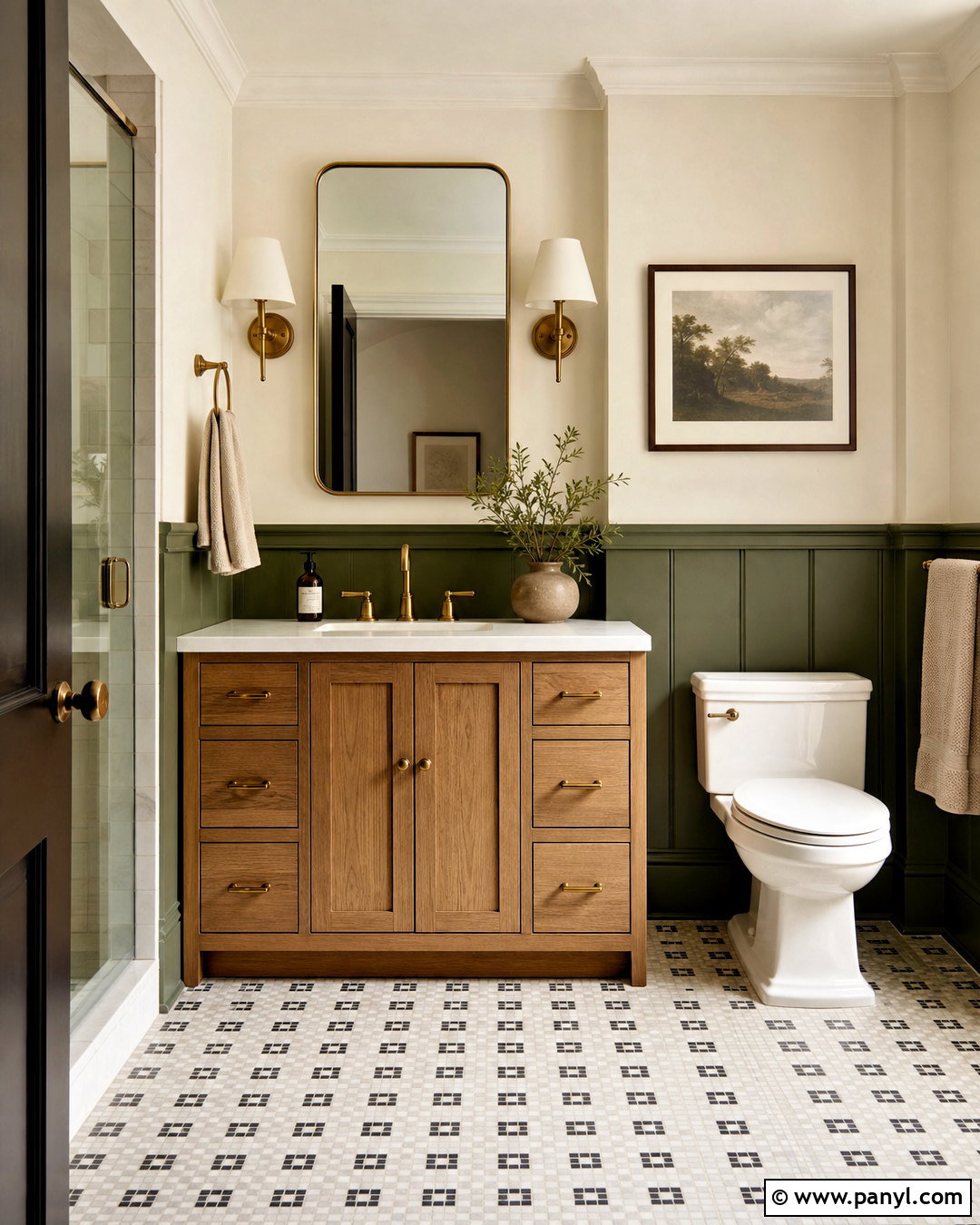 Olive Green Bathroom Wainscoting - 20 green accent bathroom ideas