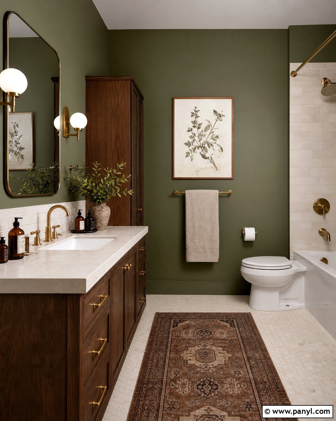 Olive Green Bathroom Walls - 25 Painted Walls Bathroom Ideas
